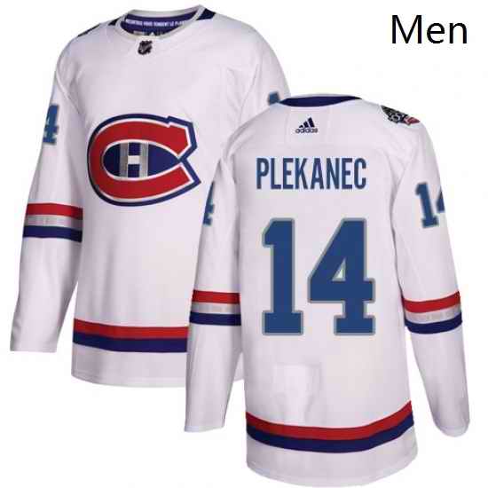 Mens Adidas Montreal Canadiens 14 Tomas Plekanec Authentic White 2017 100 Classic NHL Jersey
